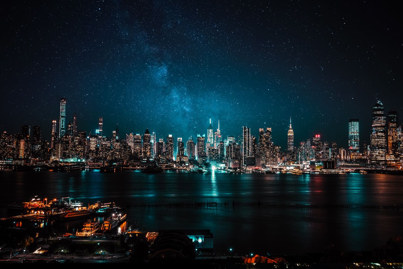 City skyline at night